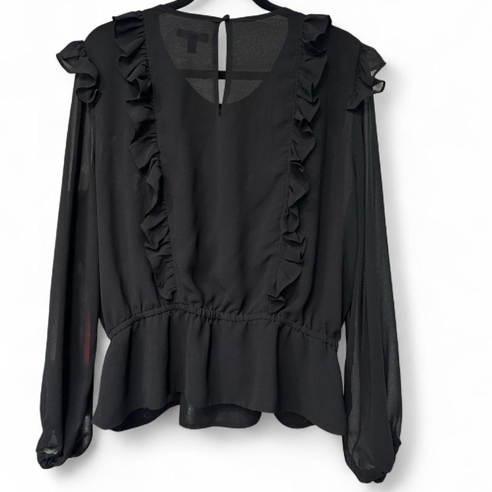Express Women's Elegant Black Ruffle Blouse
